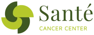 Logotipo verde do Santé Cancer Center, centro especializado em tratamento do câncer.